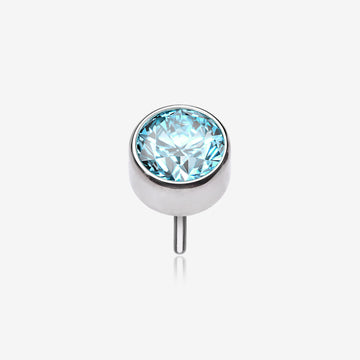 Implant Grade Titanium OneFit Threadless Bezel Round Gem Sparkle Top Part-Aqua